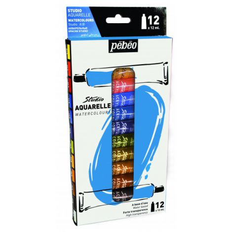 Farby akwarelowe Pebeo Studio, 12 kolorów x 12ml